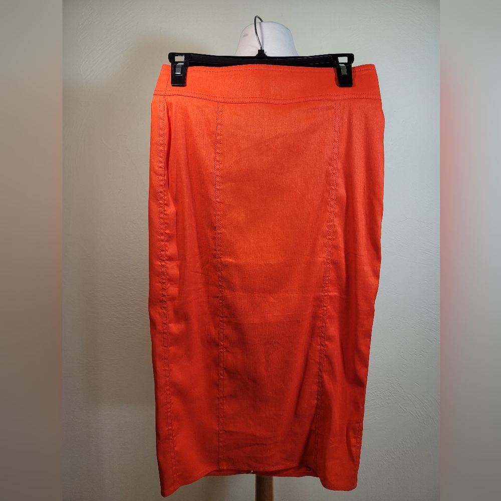 NWT J. CREW Orange pencil linen blend skirt, sz. 2